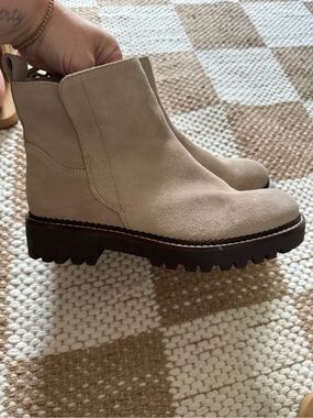 Nordstrom Beige Suede Lug Sole Ankle Boots